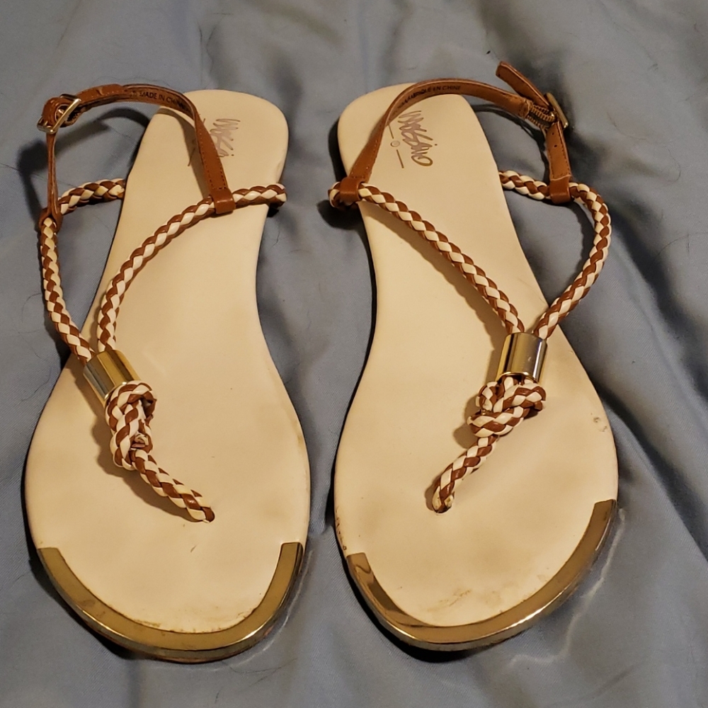 Mossimo brown and white braided sandal